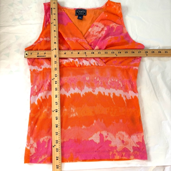 Chaps Women's Vibrant Pink Sleeveless Lined V-Neck Blouse - Picture 5 of 7